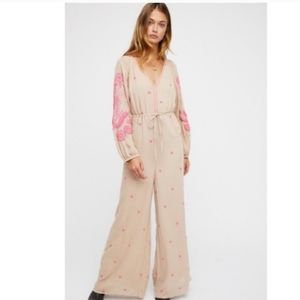 Free People fable Embroidered jumpsuit xs